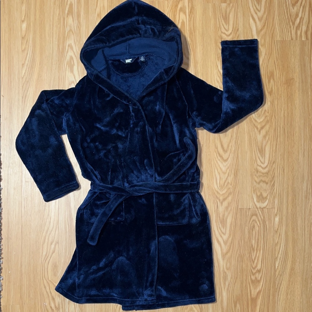 Lands' End Navy Blue Kids Plush Robe, size 16